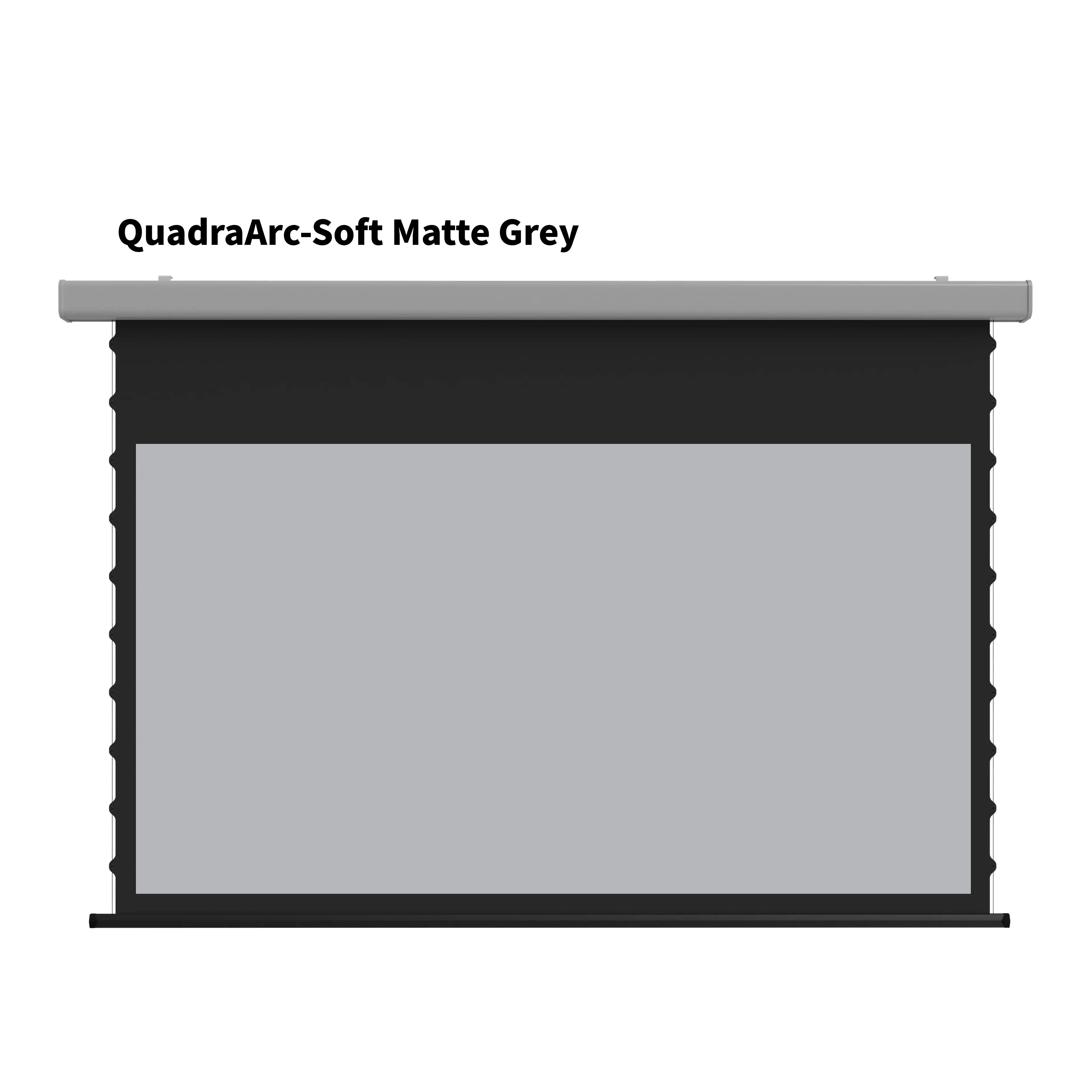 WUPRO QuadraArc Drop Down Screen with White Housing and Soft Matte Grey Screen Material