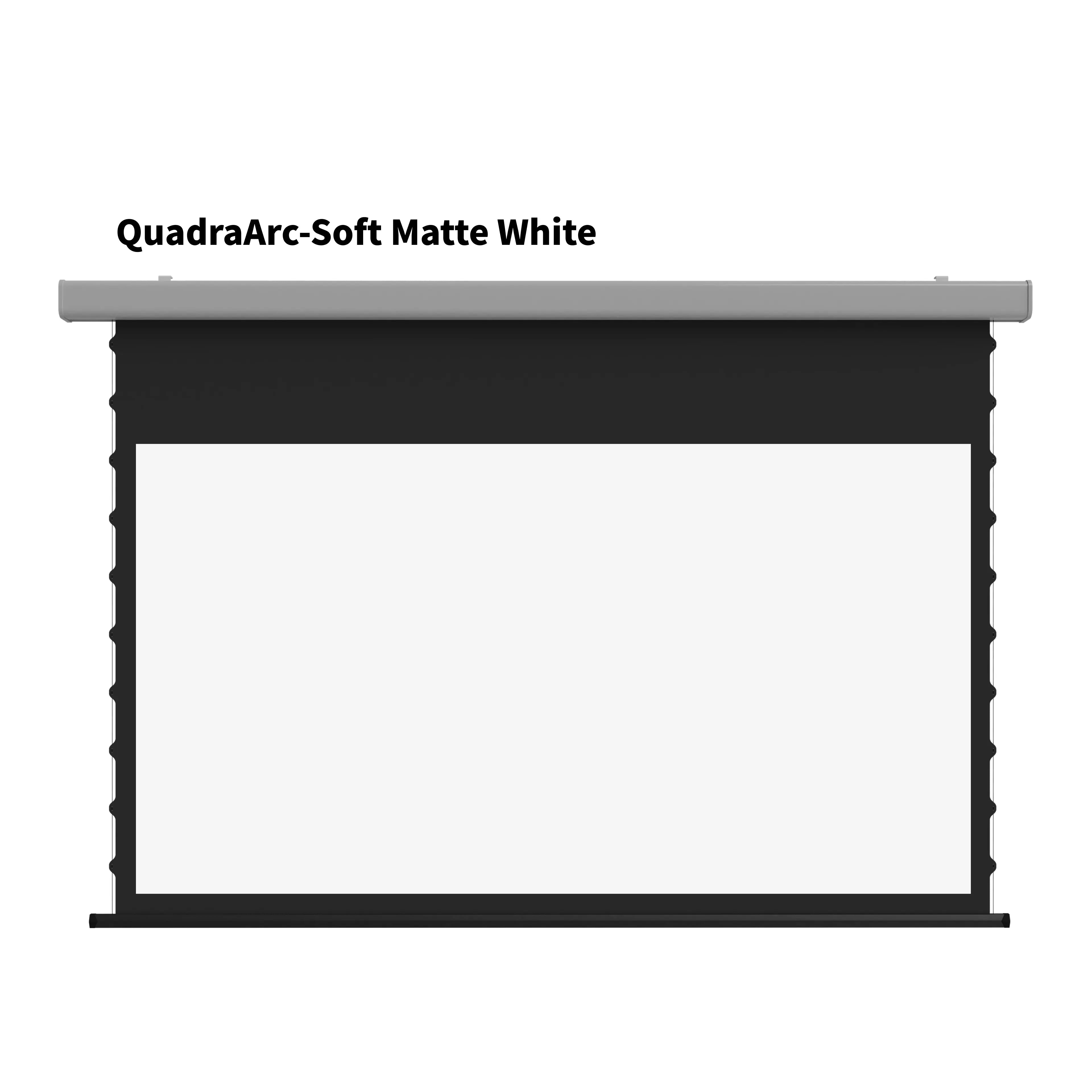 WUPRO QuadraArc Drop Down Screen with White Housing and Soft Matte White Screen Material