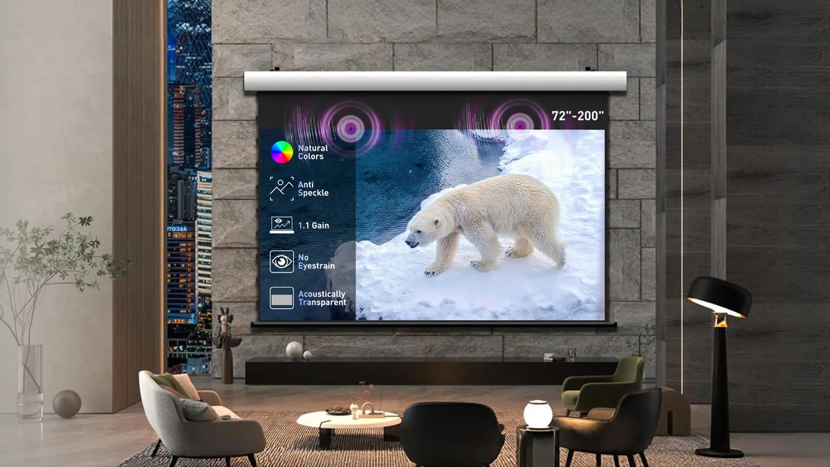 Woven AT Motorized Drop-Down Projector Screen: Motorized Cinema for Multi-Purpose Rooms