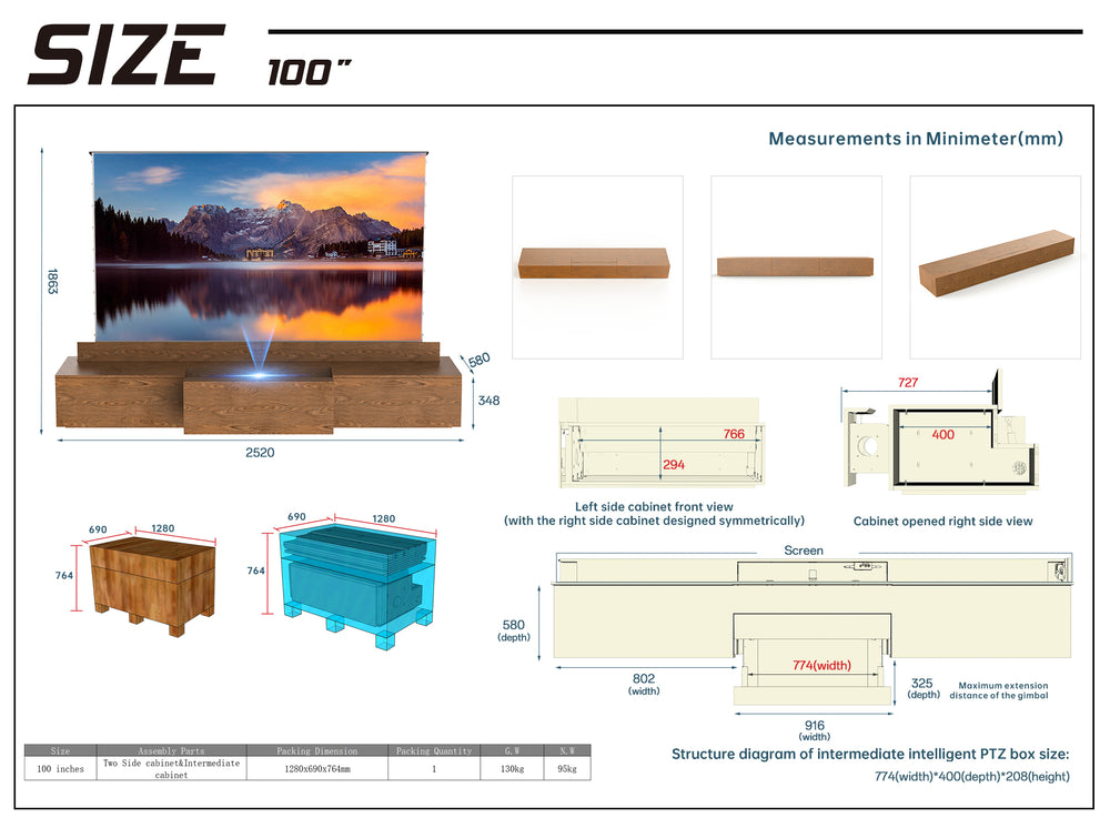 WUPRO Cinema DSP-580 Ultrakurzdistanz-Projektor Laser-TV-Schrank