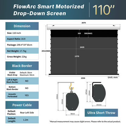 WUPRO Cinema FlowArc CLR Smart Motorized Drop-Down Screen CBSP