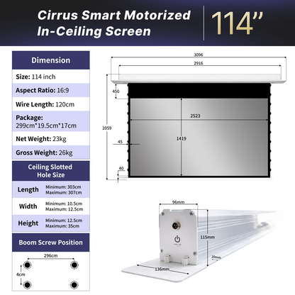 WUPRO Cinema Cirrus Motorisierte Deckenleinwand