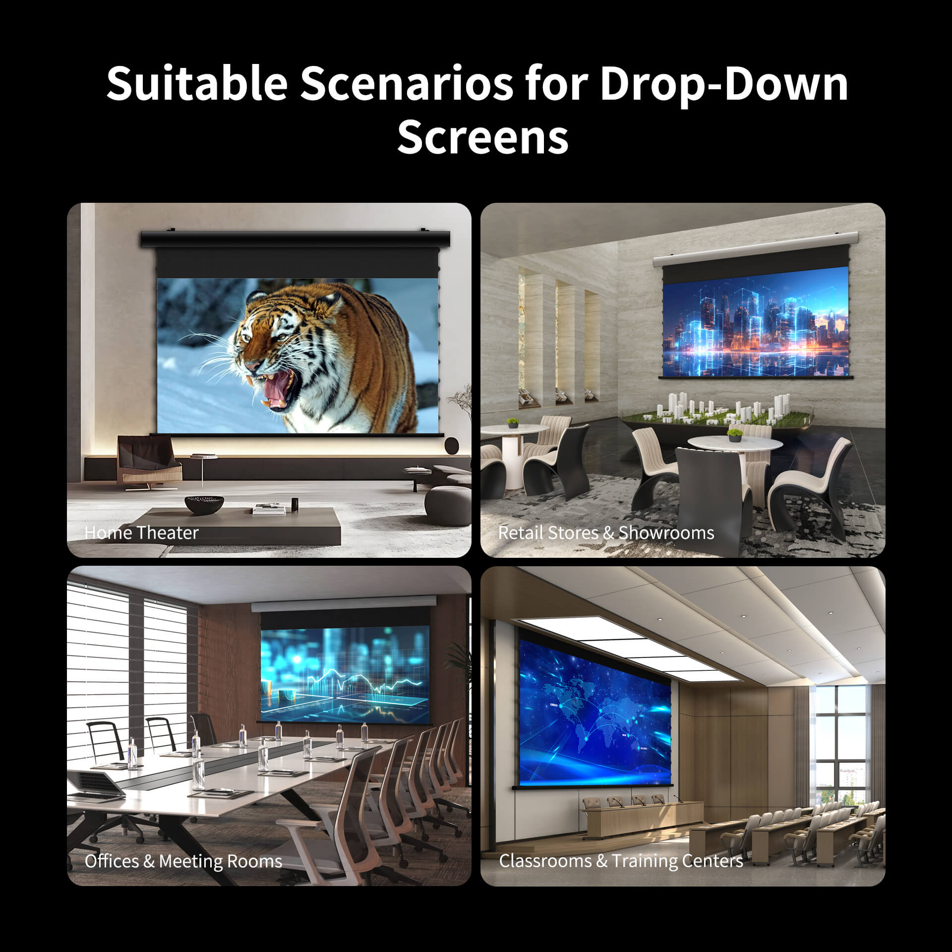 WUPRO Cinema FlowArc CLR Smart Motorized Drop-Down Screen CBSP