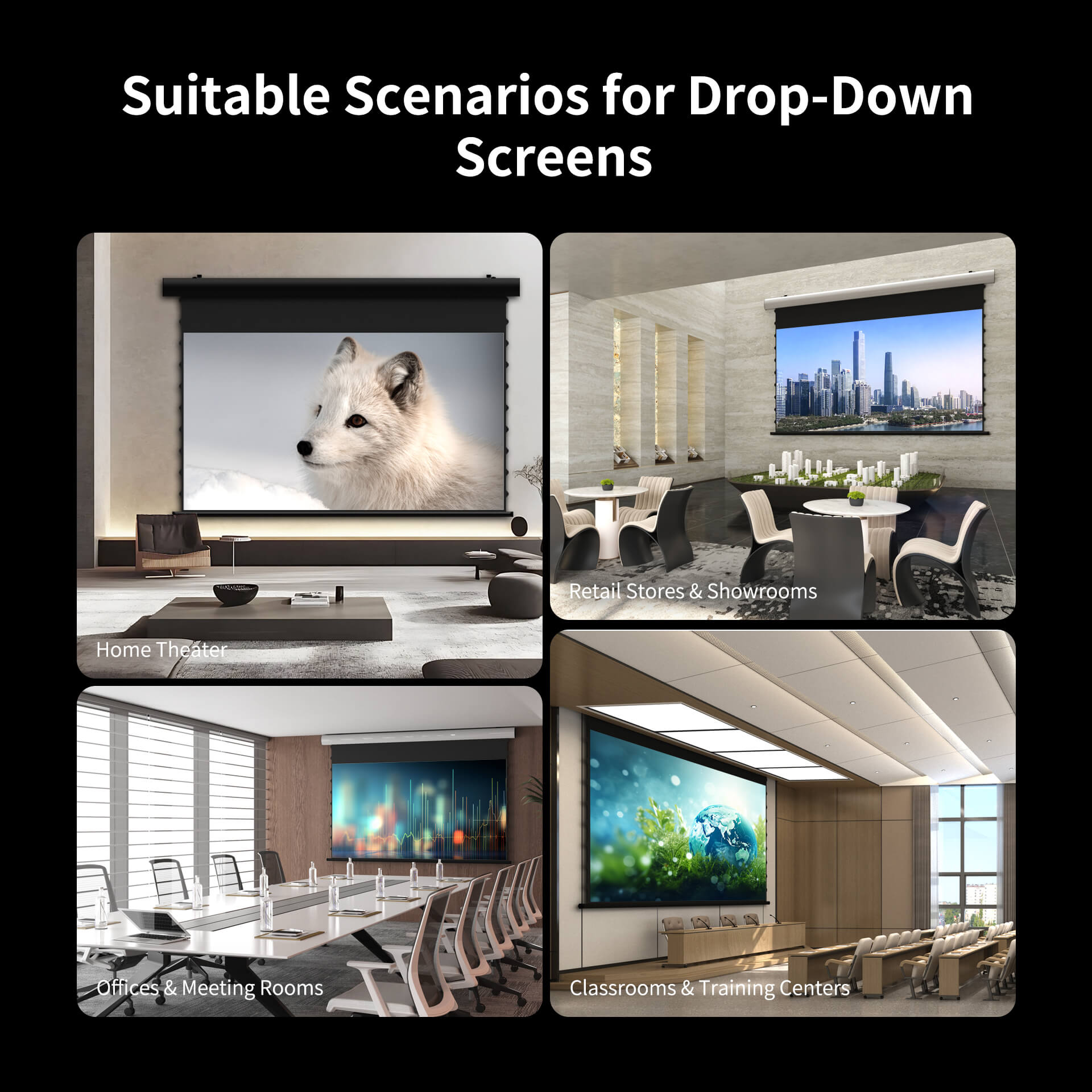 WUPRO Cinema FlowArc ALR Smart Motorized Drop-Down Screen Black Crystal