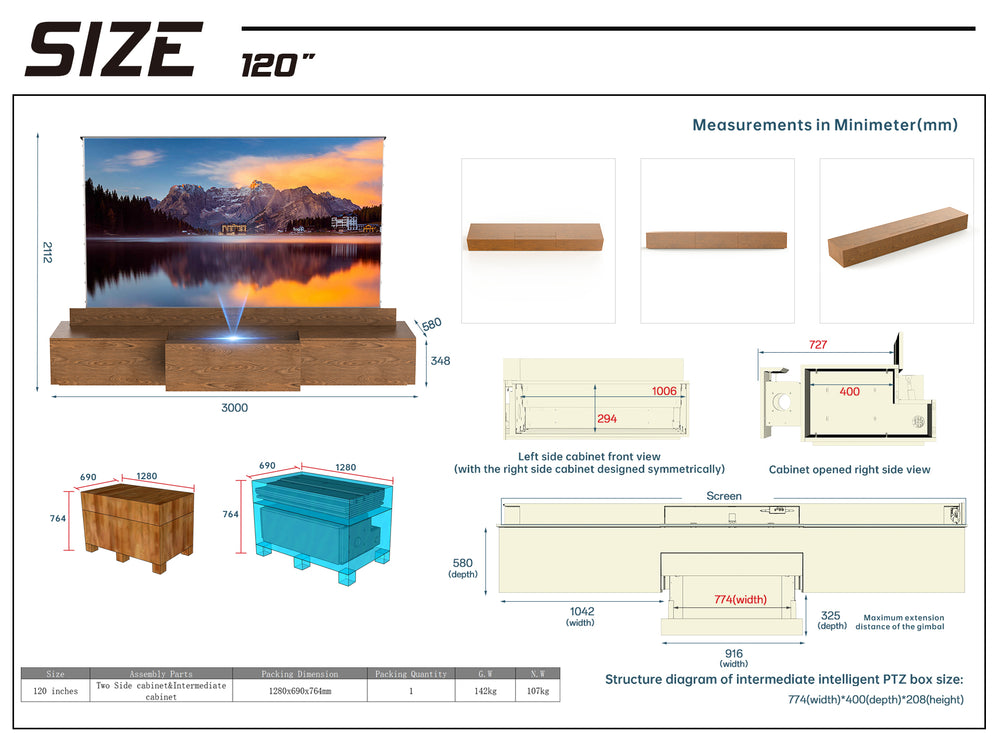 WUPRO Cinema DSP-580 Ultrakurzdistanz-Projektor Laser-TV-Schrank