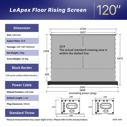 WUPRO Cinema LeApex ALR Smart Motorized Floor Rising Screen Black Crystal