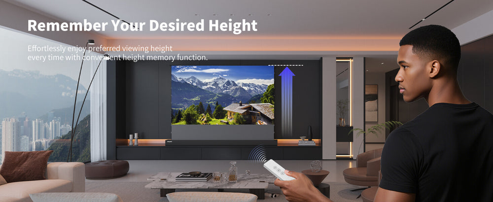 WUPRO Cinema LeApex Smart Motorisierte Boden-Hebeleinwand, Grauer Kristall
