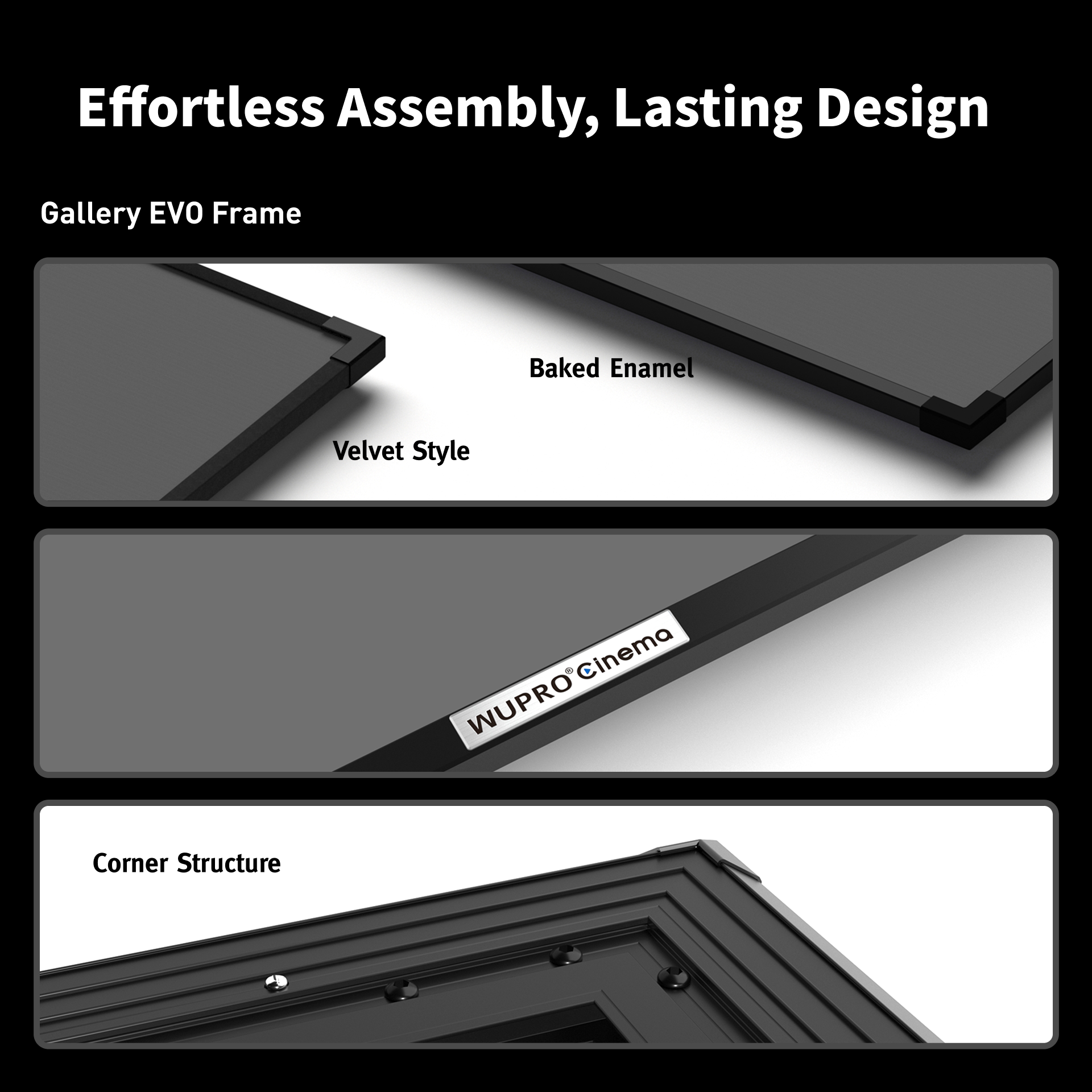 Detail view of the slim bezel design and high-quality screen finish of Gallery EVO