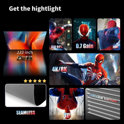 133 inch ALR screen for home theater movies, sports, and gaming