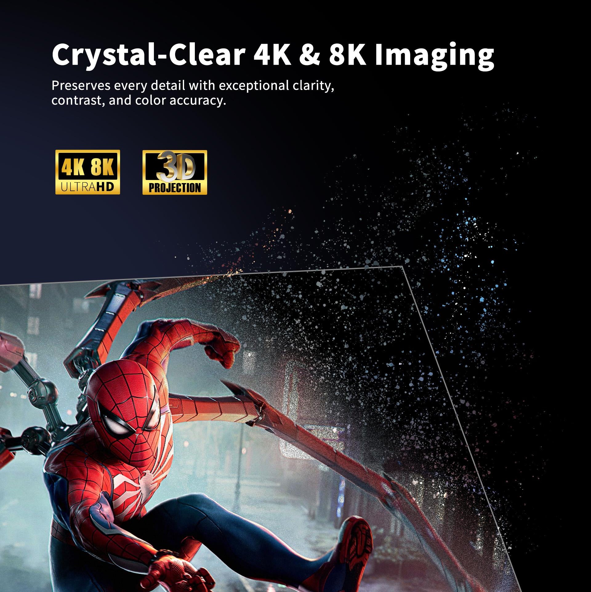 Cinema-grade 133 inch screen compatible with 4K, 8K, and 3D projection