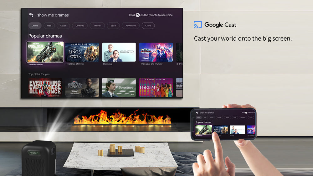 WUPRO Cinema G2 Galaxy Two Smart-Projektor | Zertifiziertes Google TV & Netflix | Natives 1080P & 200 ISO Lumen