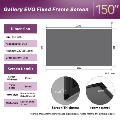 WUPRO Cinema 150" Écran à cadre fixe Gallery Evo CLR CBSP