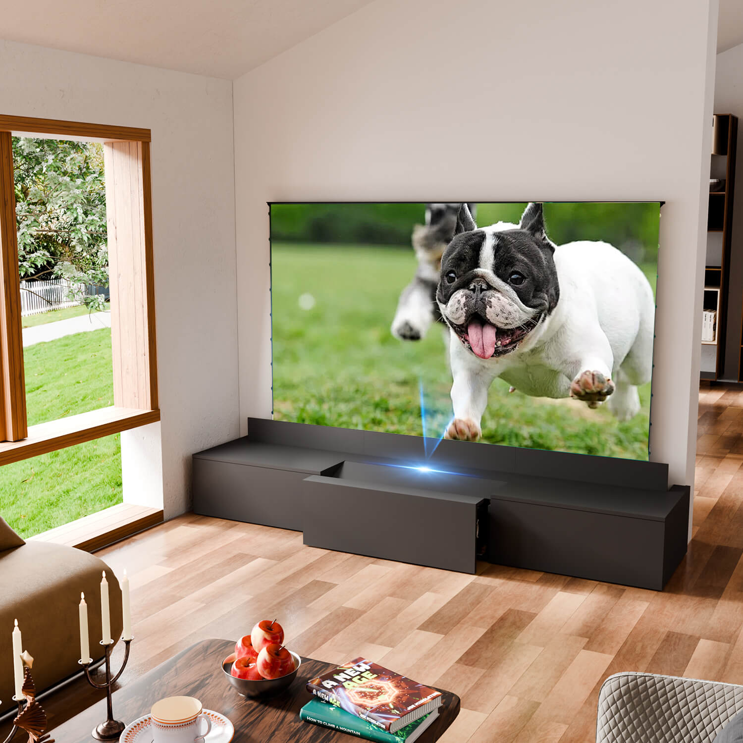 WUPRO Cinema DSP-580 Ultra Short Throw Projector Laser TV Cabinet