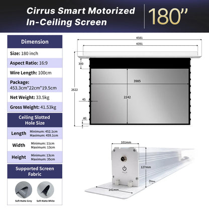 WUPRO Cinema Cirrus Motorisierte Deckenleinwand