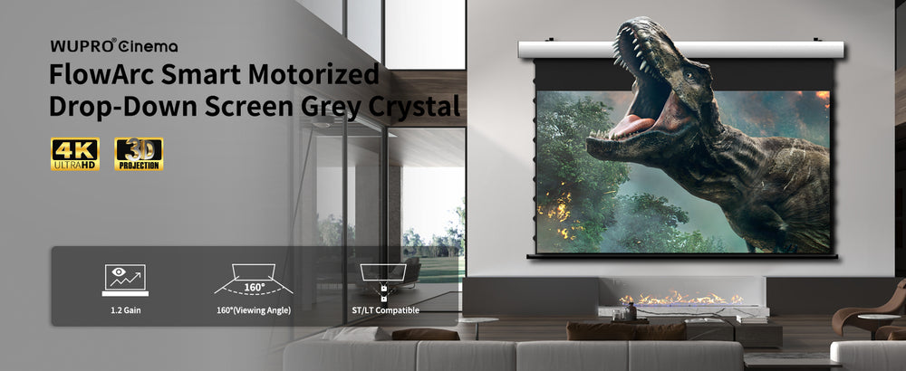 WUPRO Cinema FlowArc Smart Motorisierte Klappleinwand, Grauer Kristall