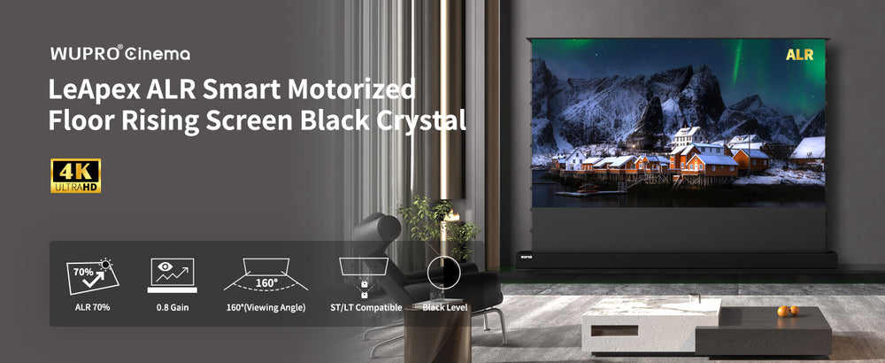 WUPRO Cinema LeApex ALR Smart Motorized Floor Rising Screen Schwarzer Kristall