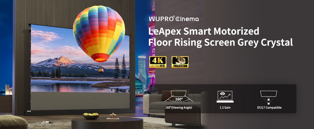 WUPRO Cinema LeApex Smart Motorisierte Boden-Hebeleinwand, Grauer Kristall