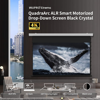 WUPRO Cinema QuadraArc ALR Smart Motorized Drop-Down Screen Black Crystal