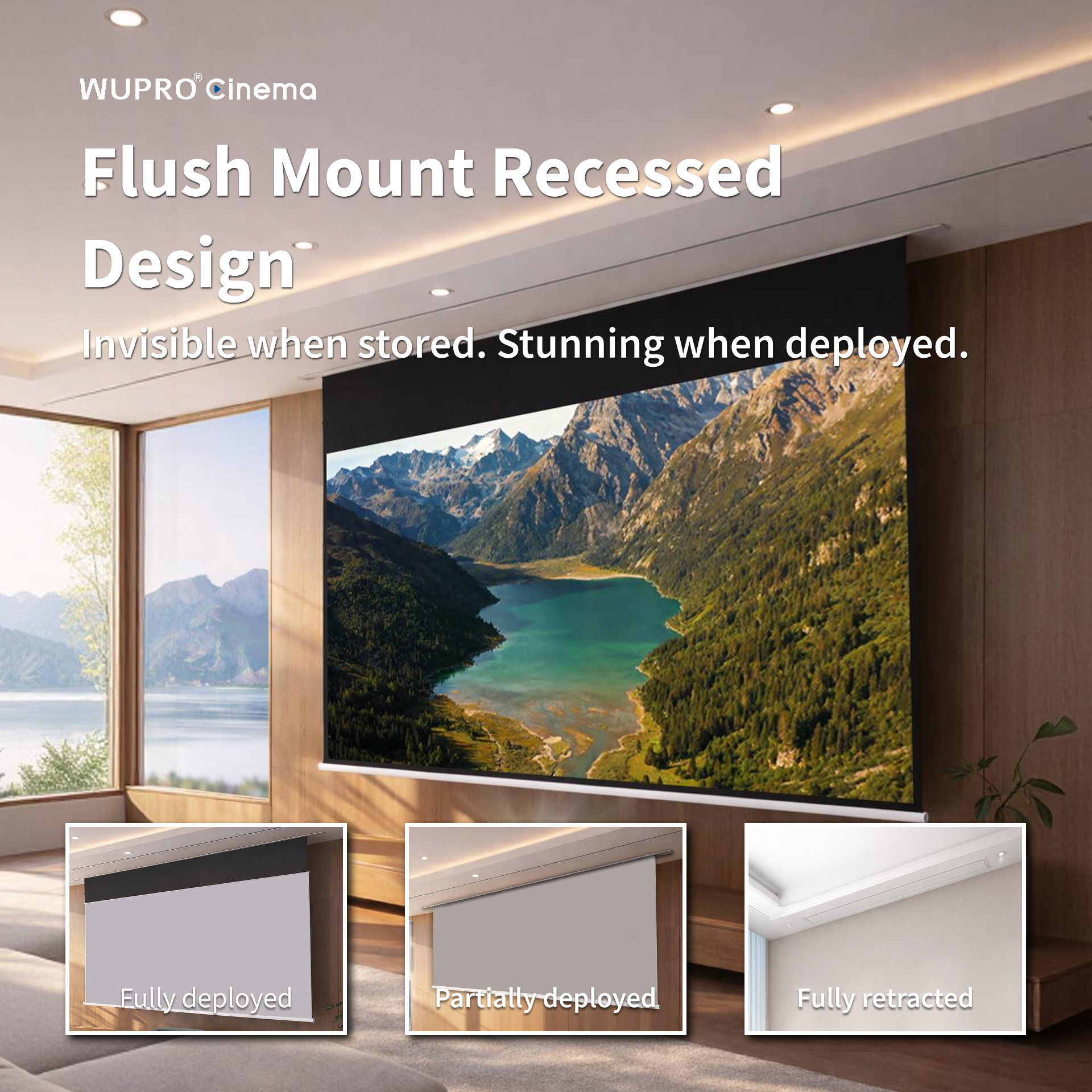 WUPRO Cinema Cirrus Smart Motorized In-Ceiling Screen