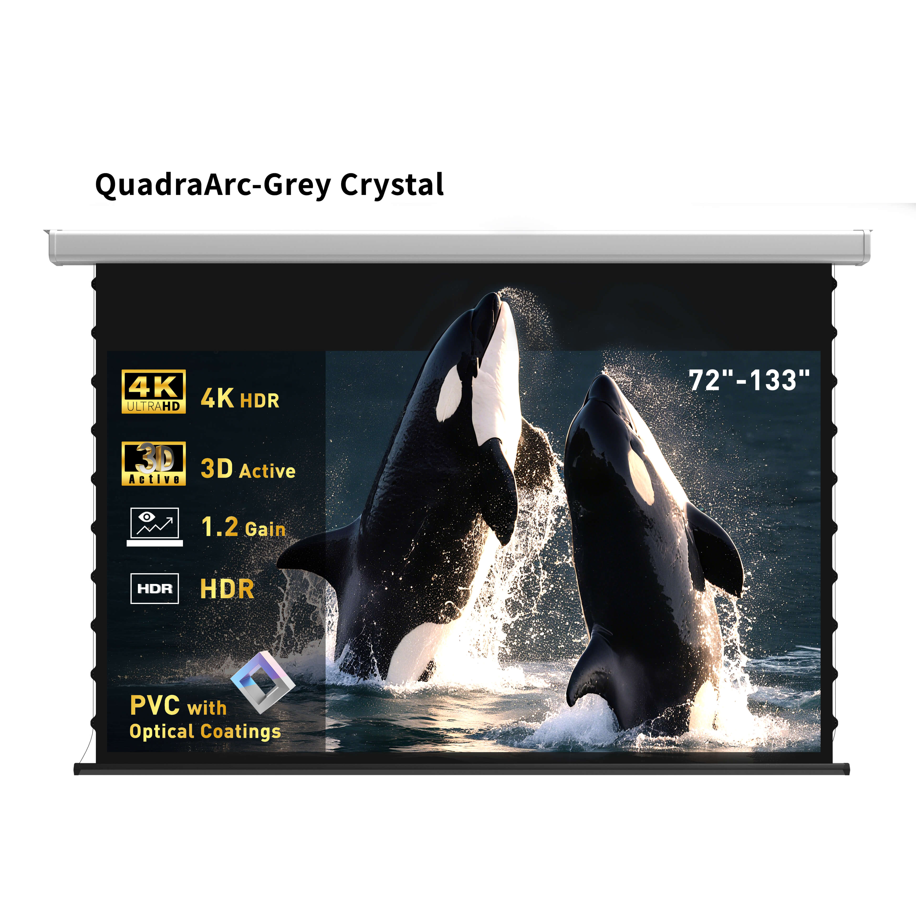 WUPRO Cinema QuadraArc Smart Motorized Drop-Down Screen Grey Crystal