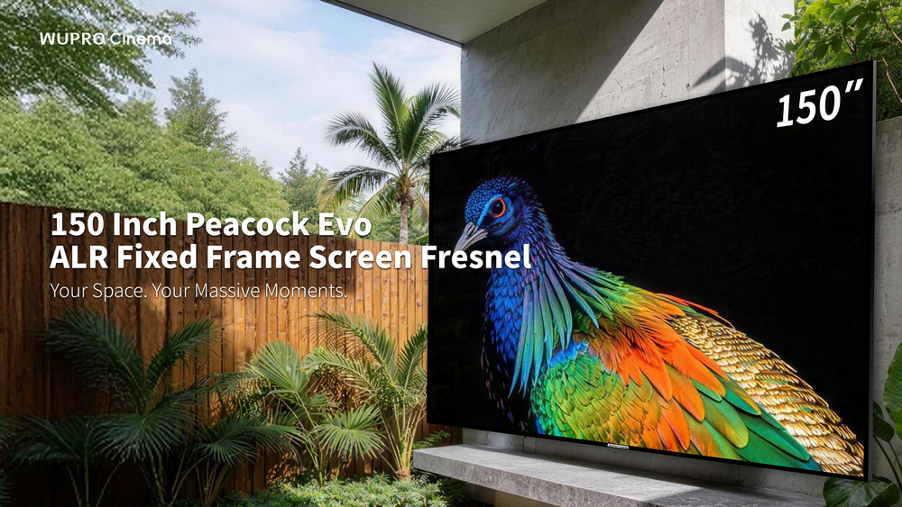 WUPRO Cinema 150 Zoll NAHTLOSER Peacock Evo ALR Festrahmen-Leinwand Fresnel