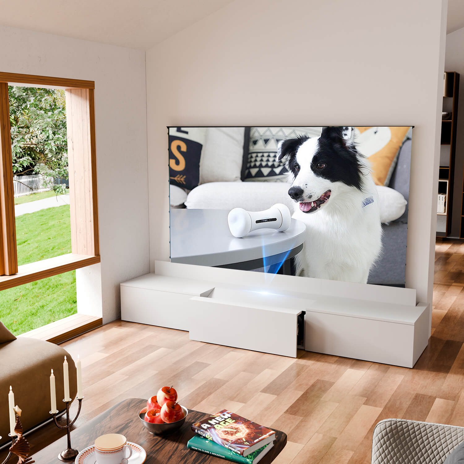 WUPRO Cinema DSP-580 Ultra Short Throw Projector Laser TV Cabinet