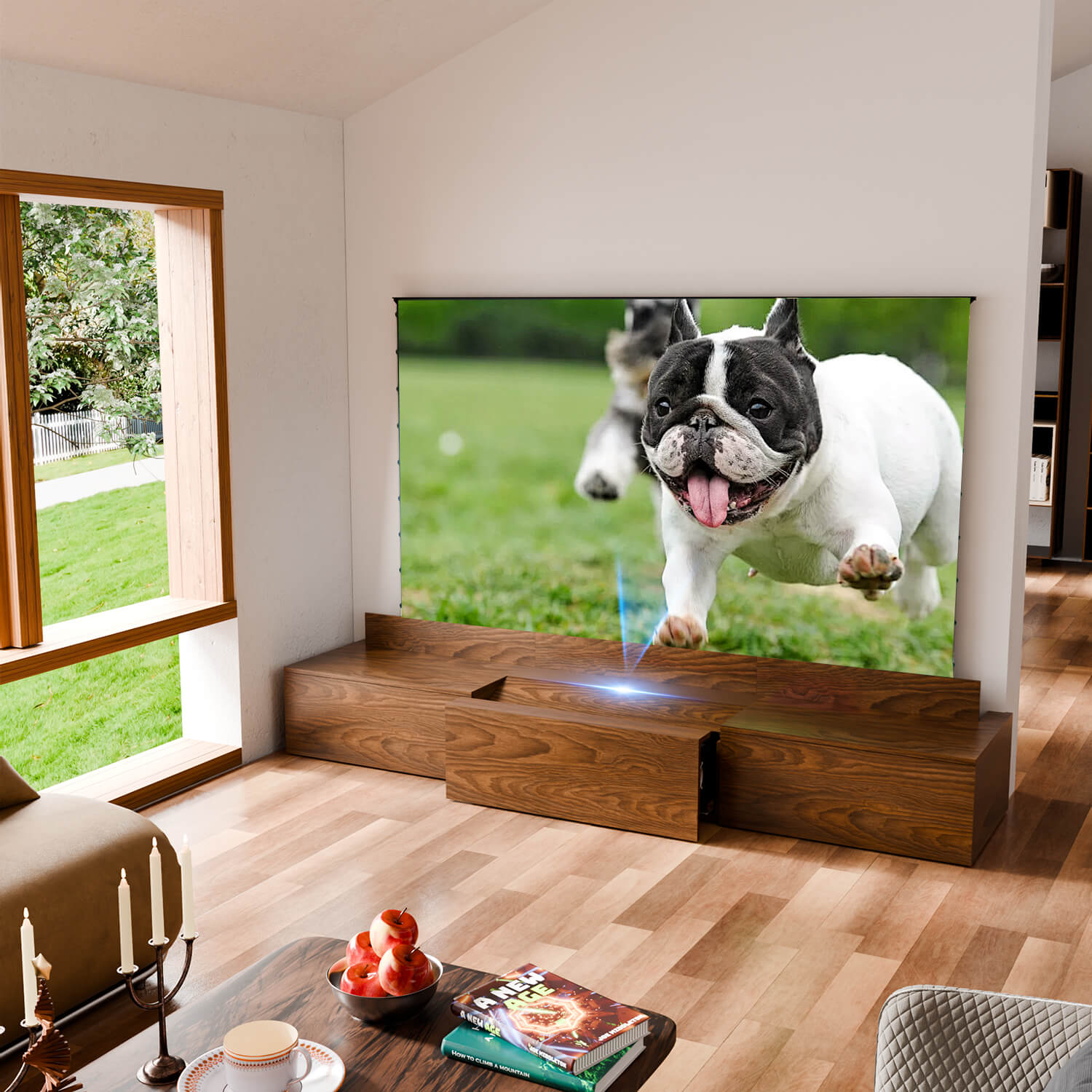 WUPRO Cinema DSP-580 Ultra Short Throw Projector Laser TV Cabinet