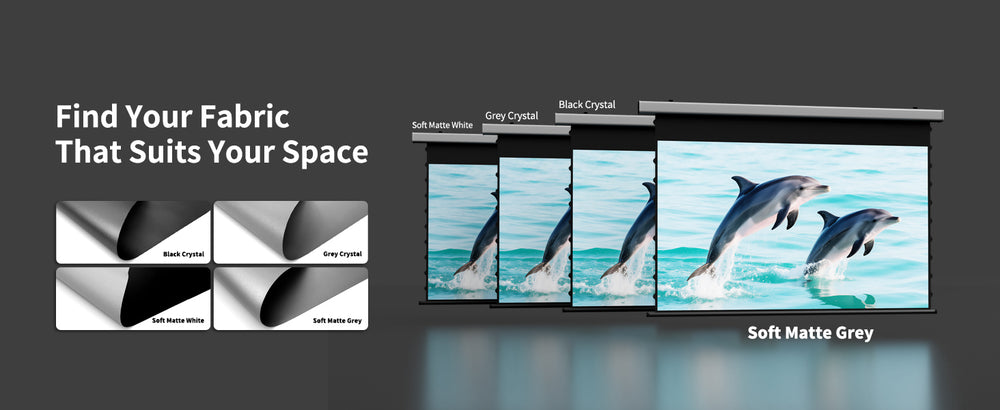 Pantalla de proyección desplegable, motorizada e inteligente, WUPRO Cinema QuadraArc, gris mate suave