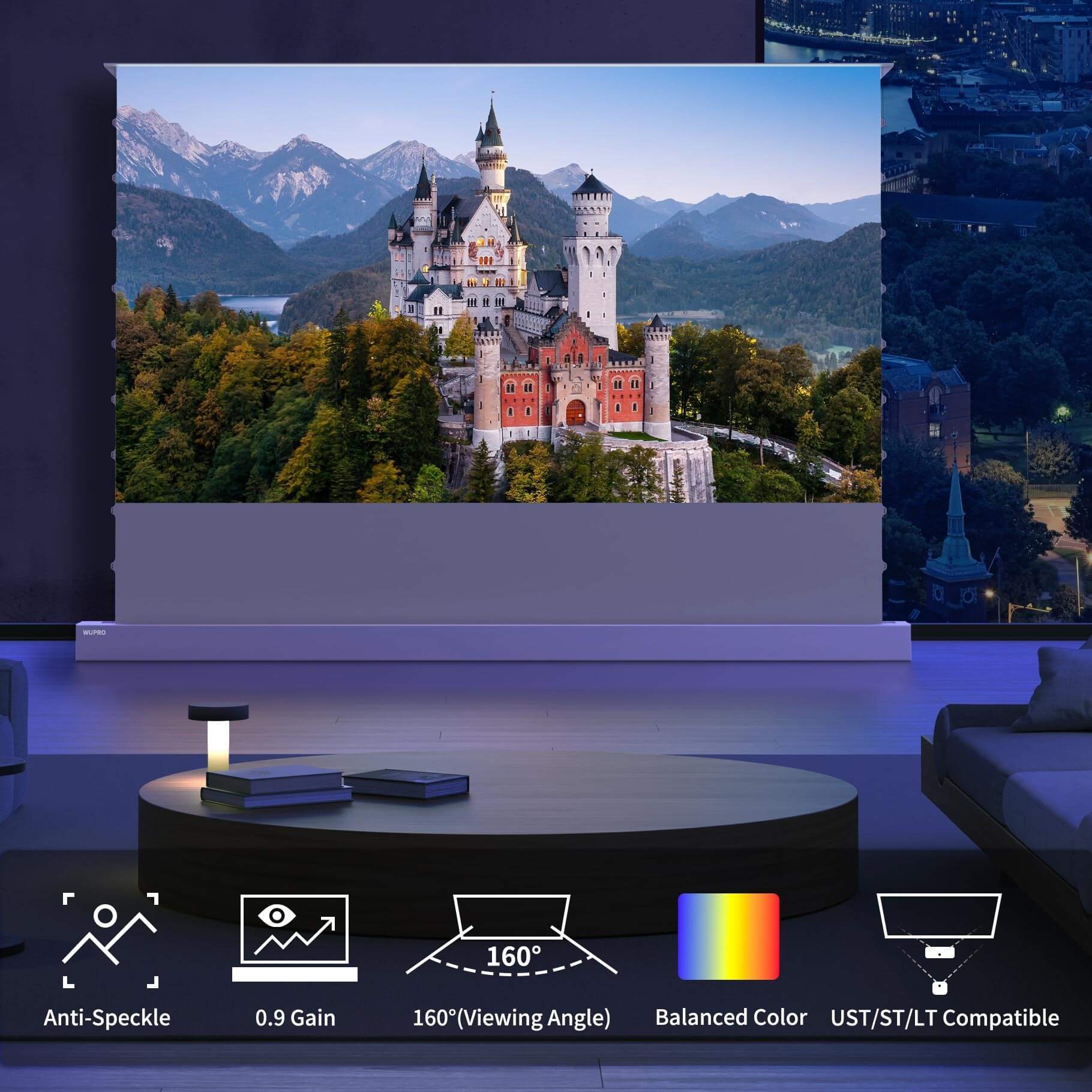 WUPRO Cinema LeApex Smart Motorized Floor Rising Screen Soft Matte Grey