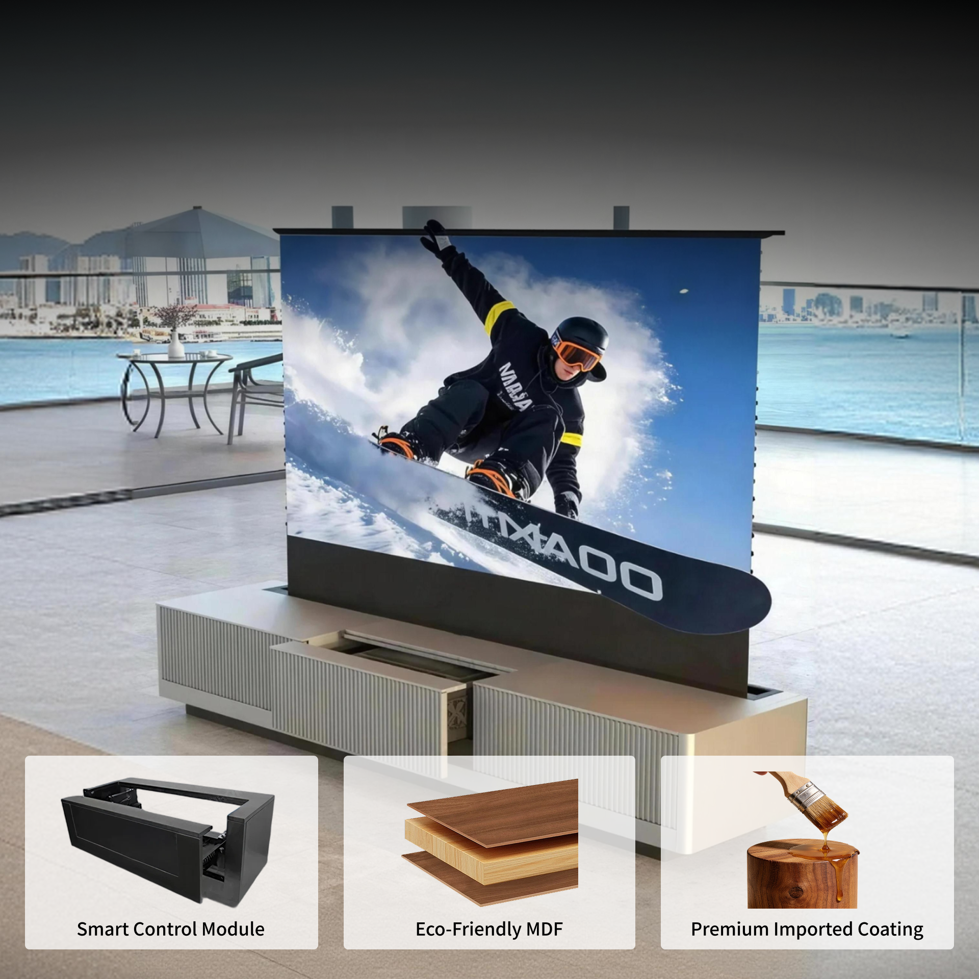 WUPRO Cinema SILVERFOX Invisible Ultra Short Throw Projector Laser TV Cabinet