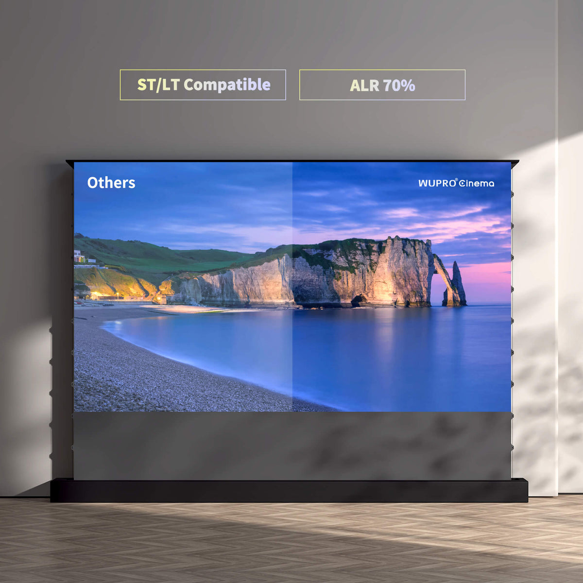 WUPRO Cinema LeApex ALR Smart Motorized Floor Rising Screen Black Crys