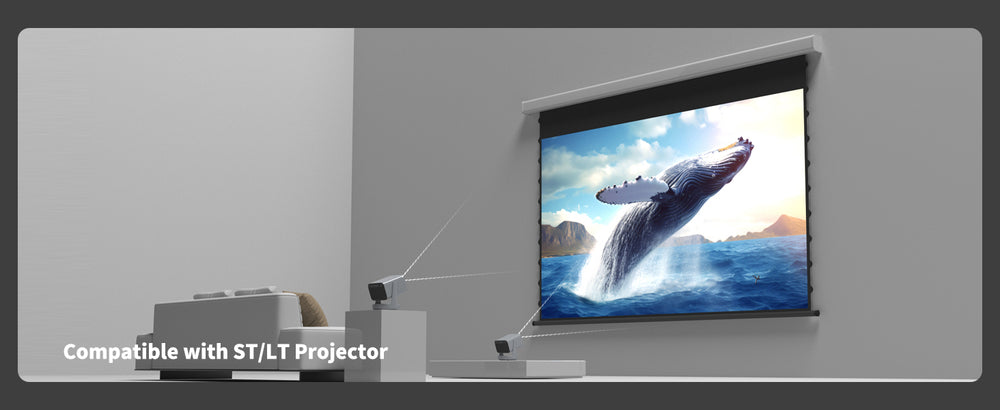 WUPRO Cinema QuadraArc Smart Motorisierte Drop-Down-Leinwand, weiches Mattweiß
