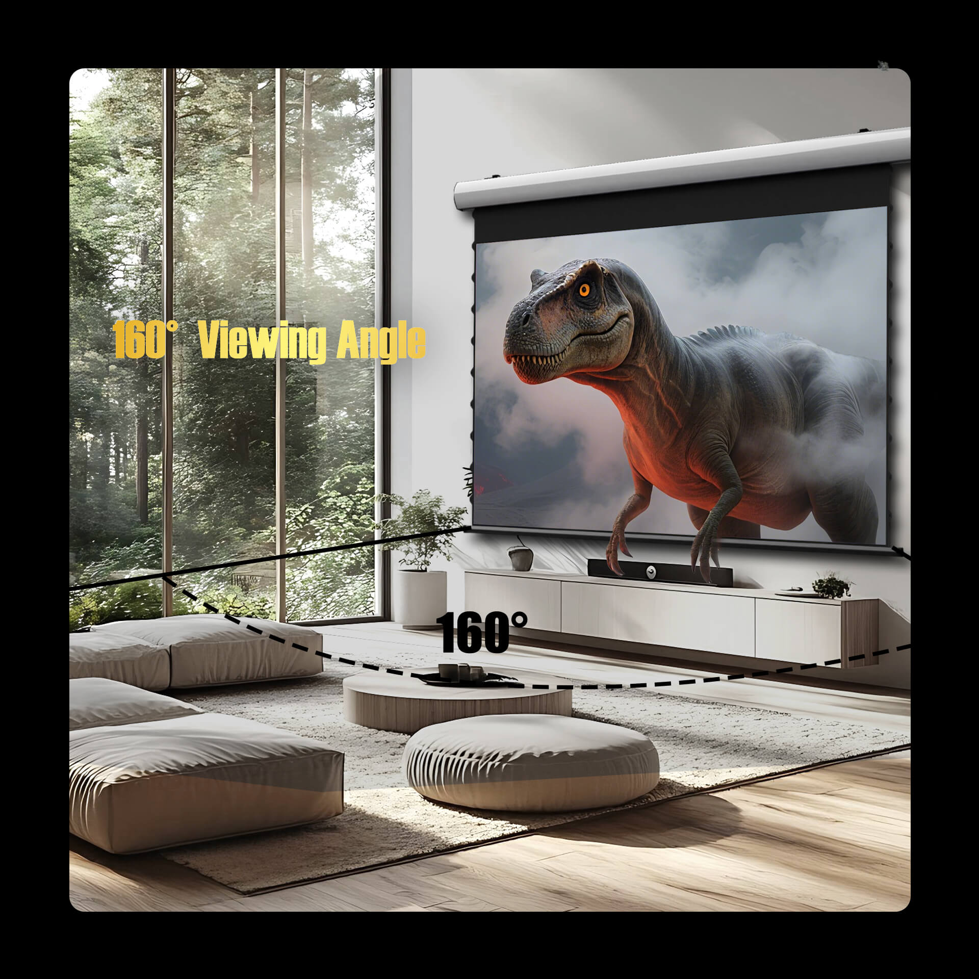 WUPRO Cinema FlowArc Smart Motorized Drop-Down Screen Grey Crystal