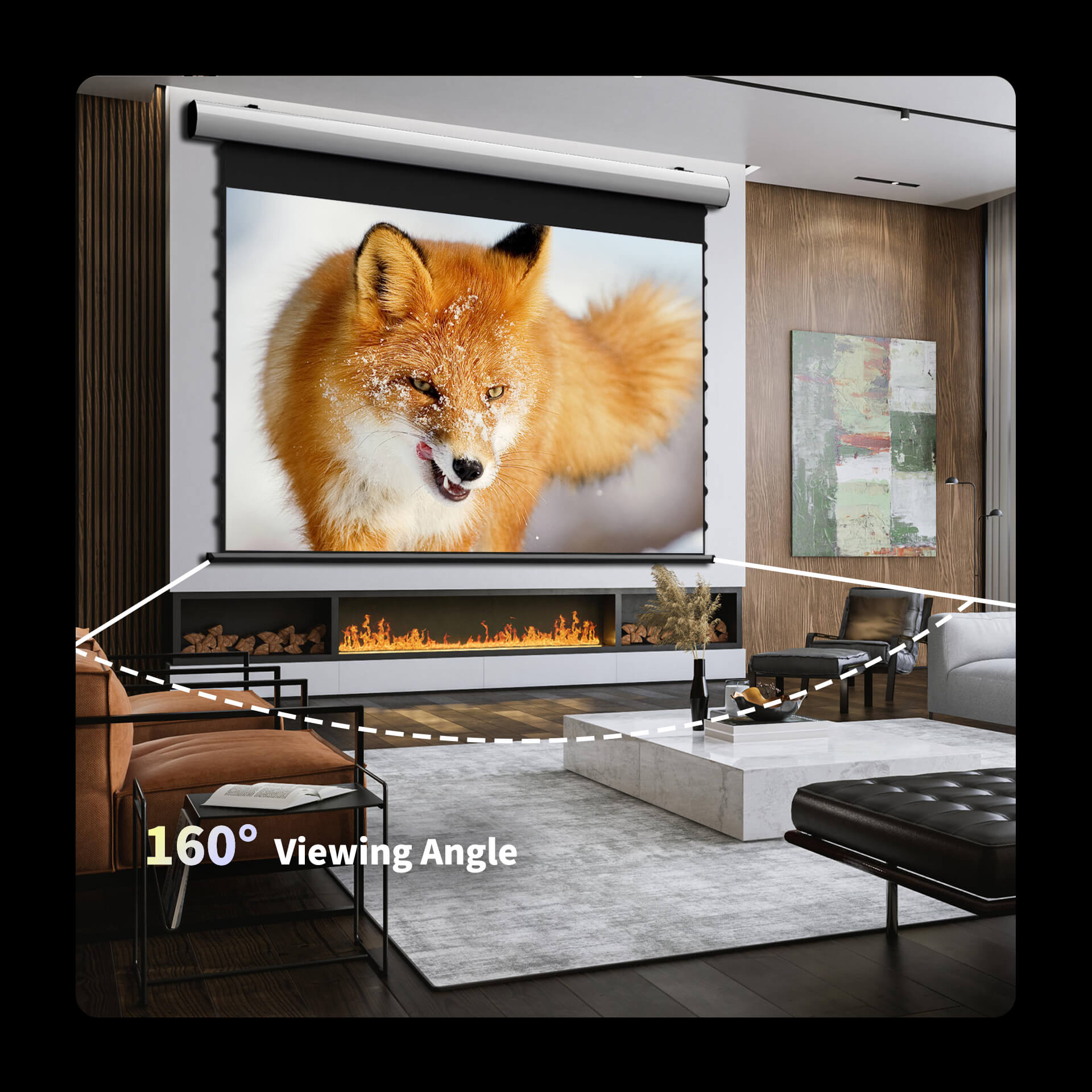 WUPRO Cinema FlowArc ALR Smart Motorized Drop-Down Screen Black Crystal