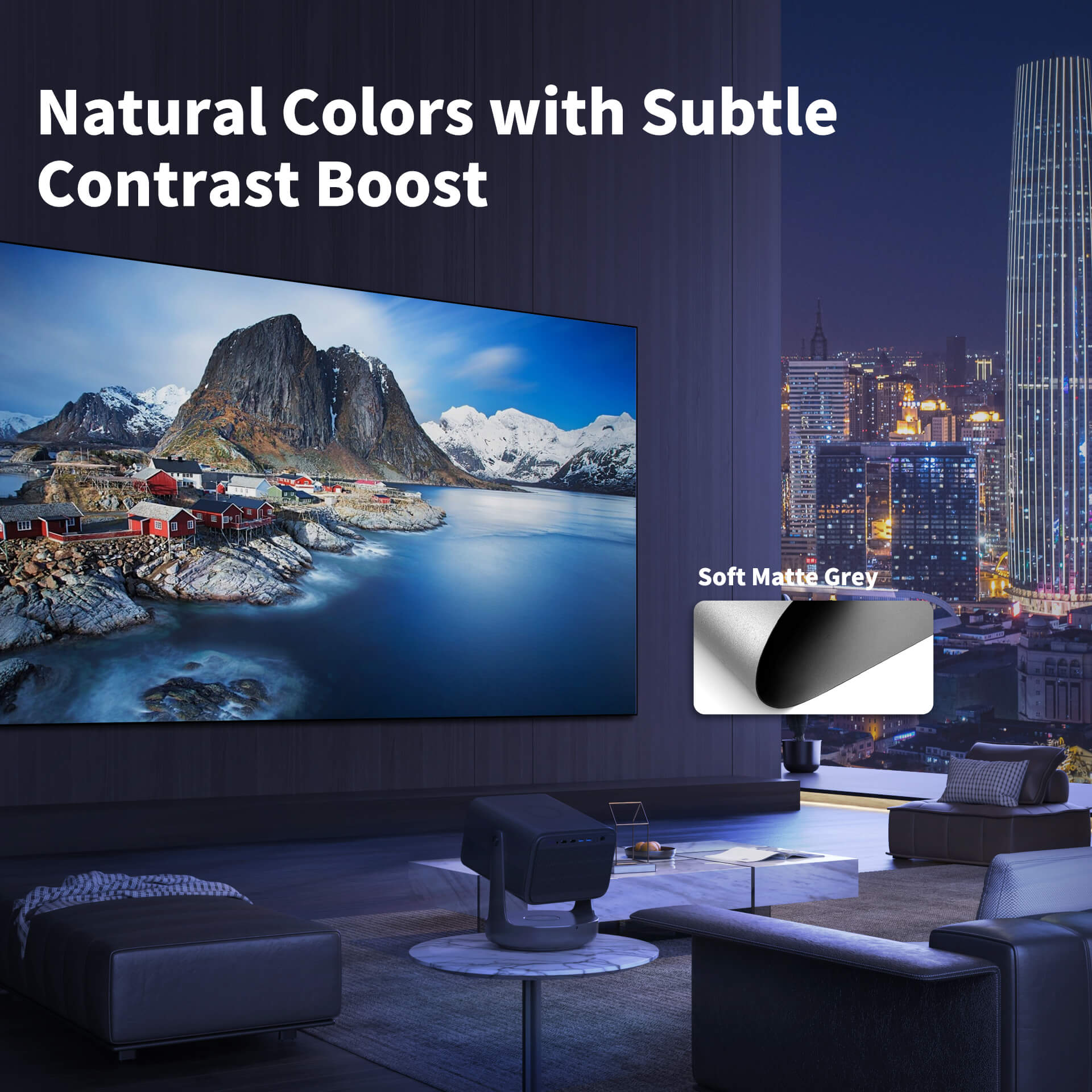 WUPRO Cinema Gallery Écran à cadre fixe gris mat doux