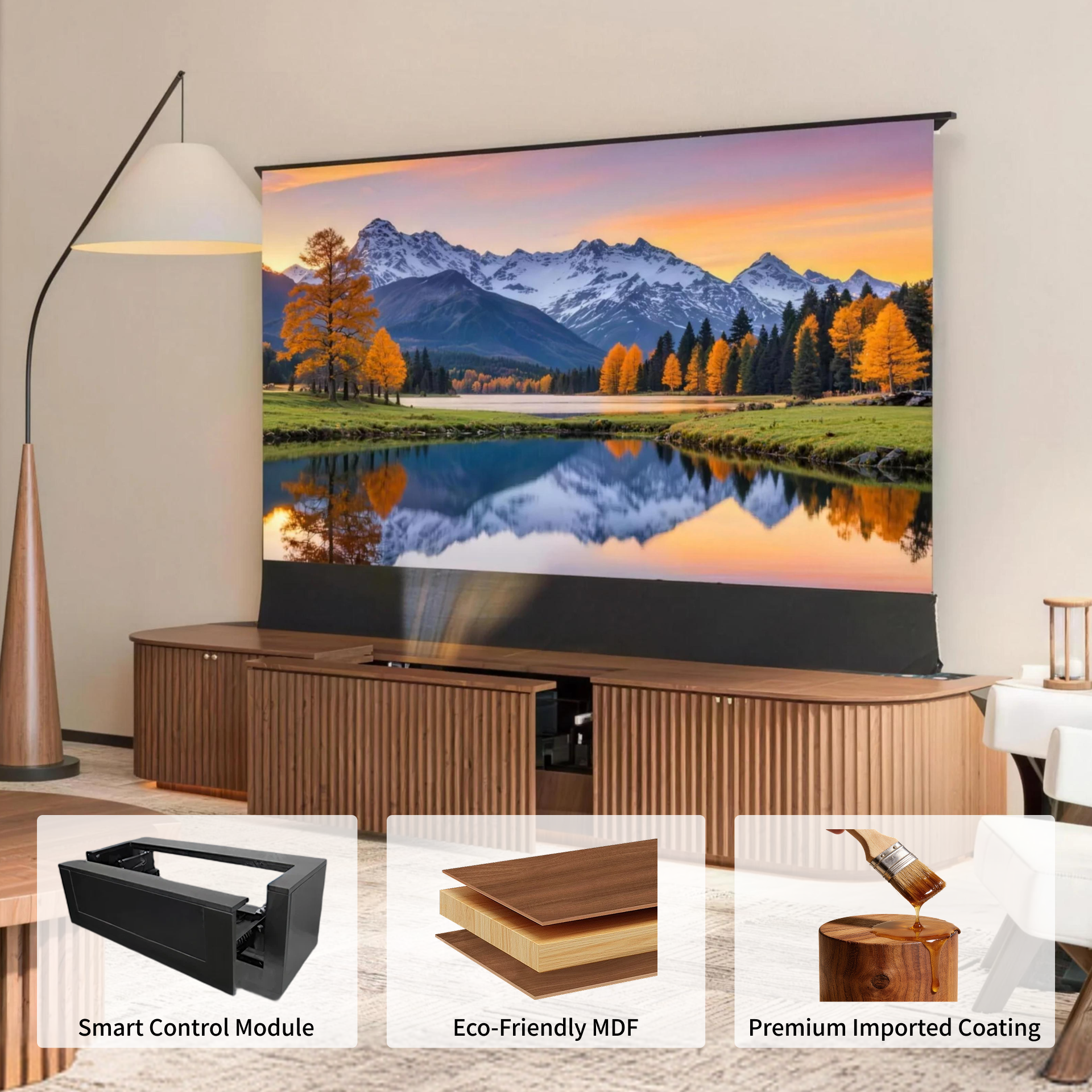 WUPRO Cinema MILO Invisible Ultra Short Throw Projector Laser TV Cabinet