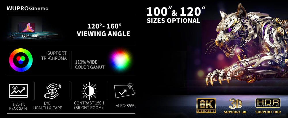 Pantalla de marco fijo WUPRO Cinema Peacock ALR Fresnel