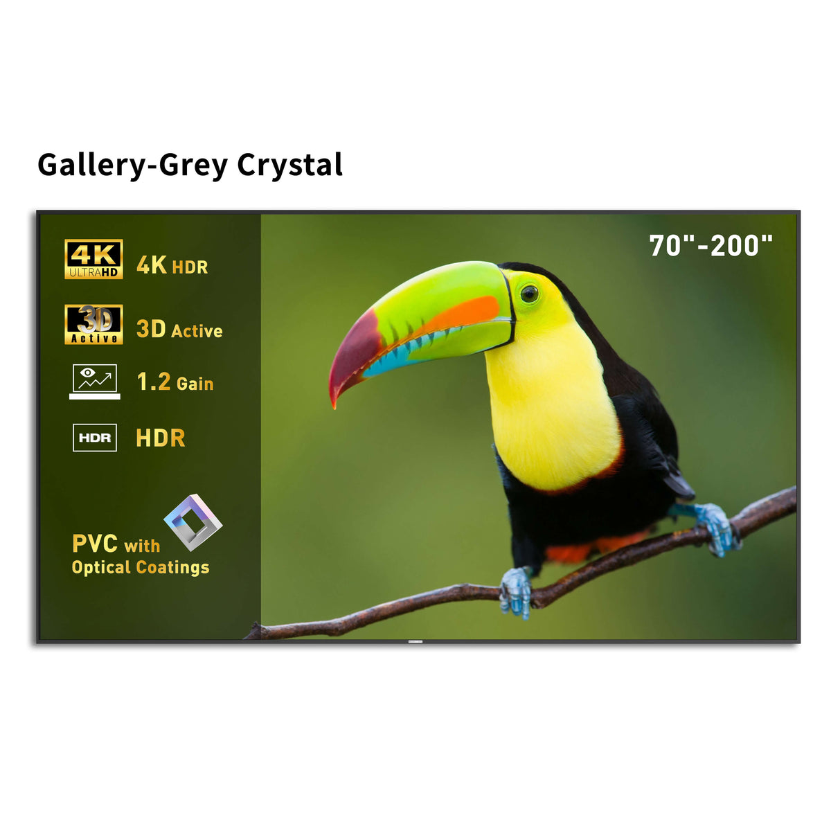 WUPRO Cinema Gallery Long Throw Fixed Frame Screen Grey Crystal