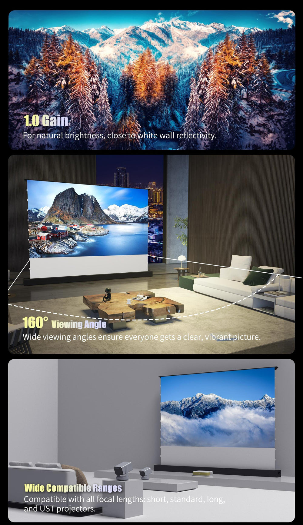 WUPRO Cinema LeApex Smart Motorisierte Boden-Hebeleinwand, weiches Mattweiß