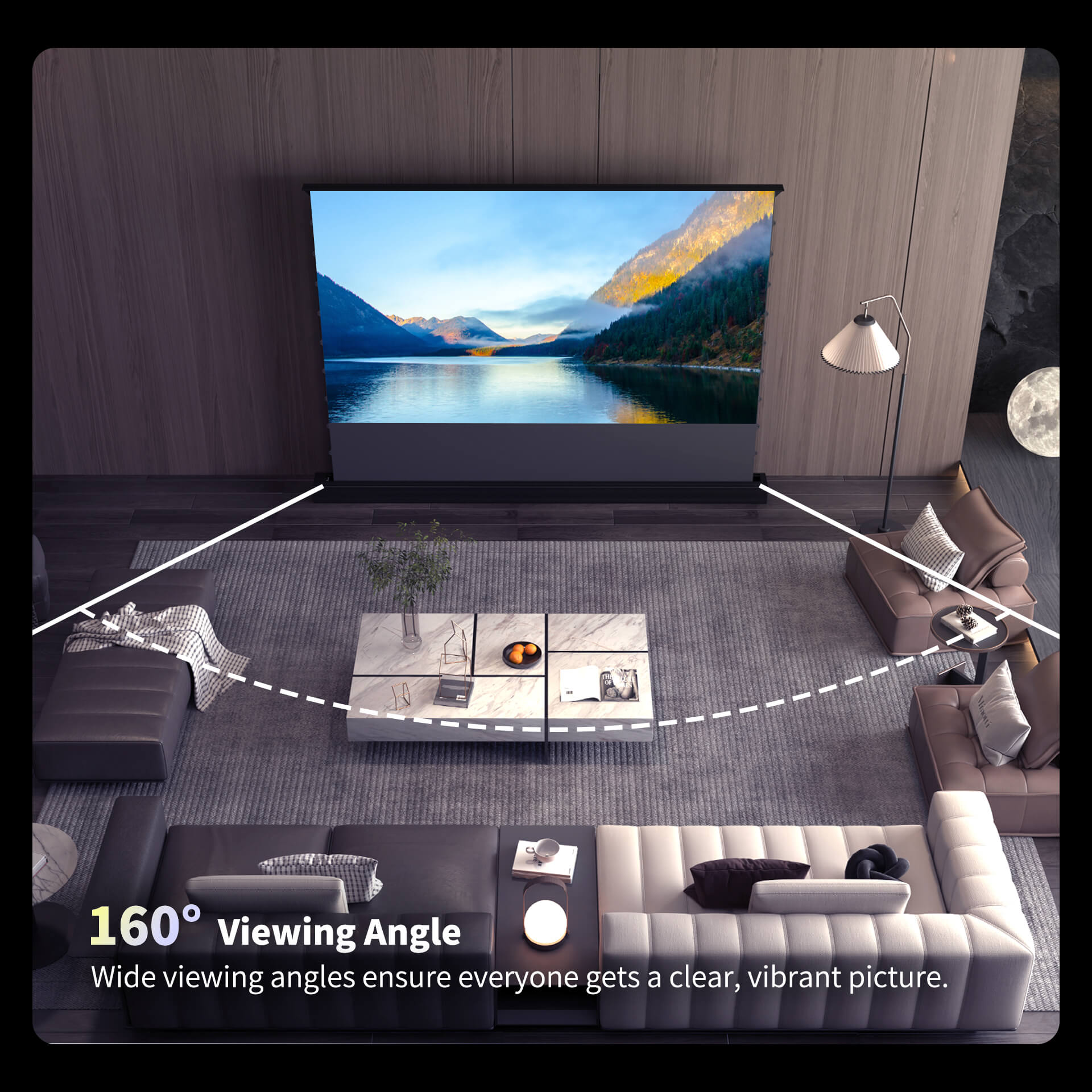 WUPRO Cinema LeApex ALR Smart Motorized Floor Rising Screen Black Crystal