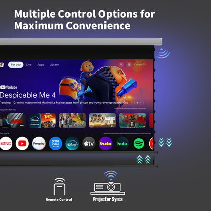 WUPRO Cinema QuadraArc Smart Motorized Drop-Down Screen Grey Crystal