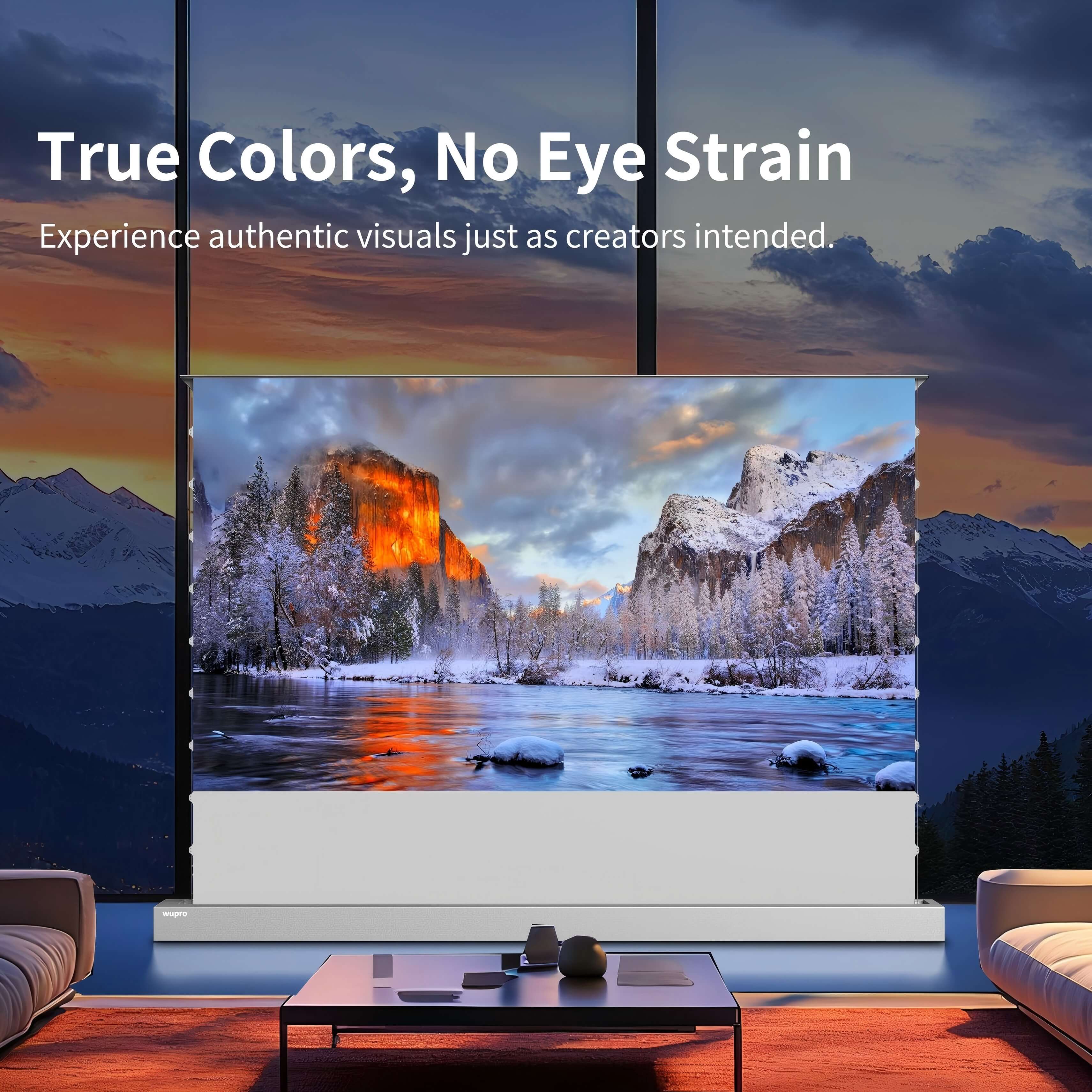 WUPRO Cinema LeApex Smart Motorized Floor Rising Screen Soft Matte White