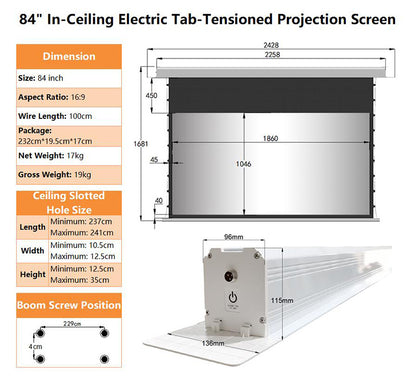 WUPRO Cinema Cirrus Smart Motorized In-Ceiling Screen