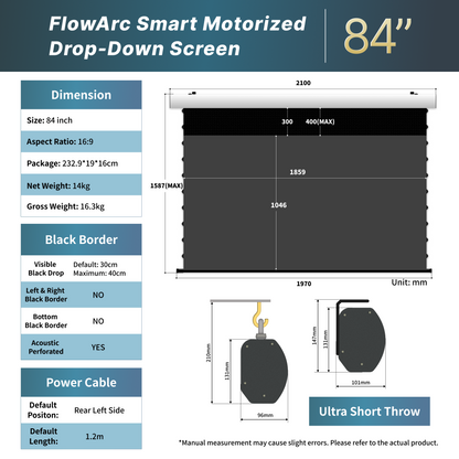 WUPRO Cinema FlowArc CLR Smart Motorized Drop-Down Screen CBSP