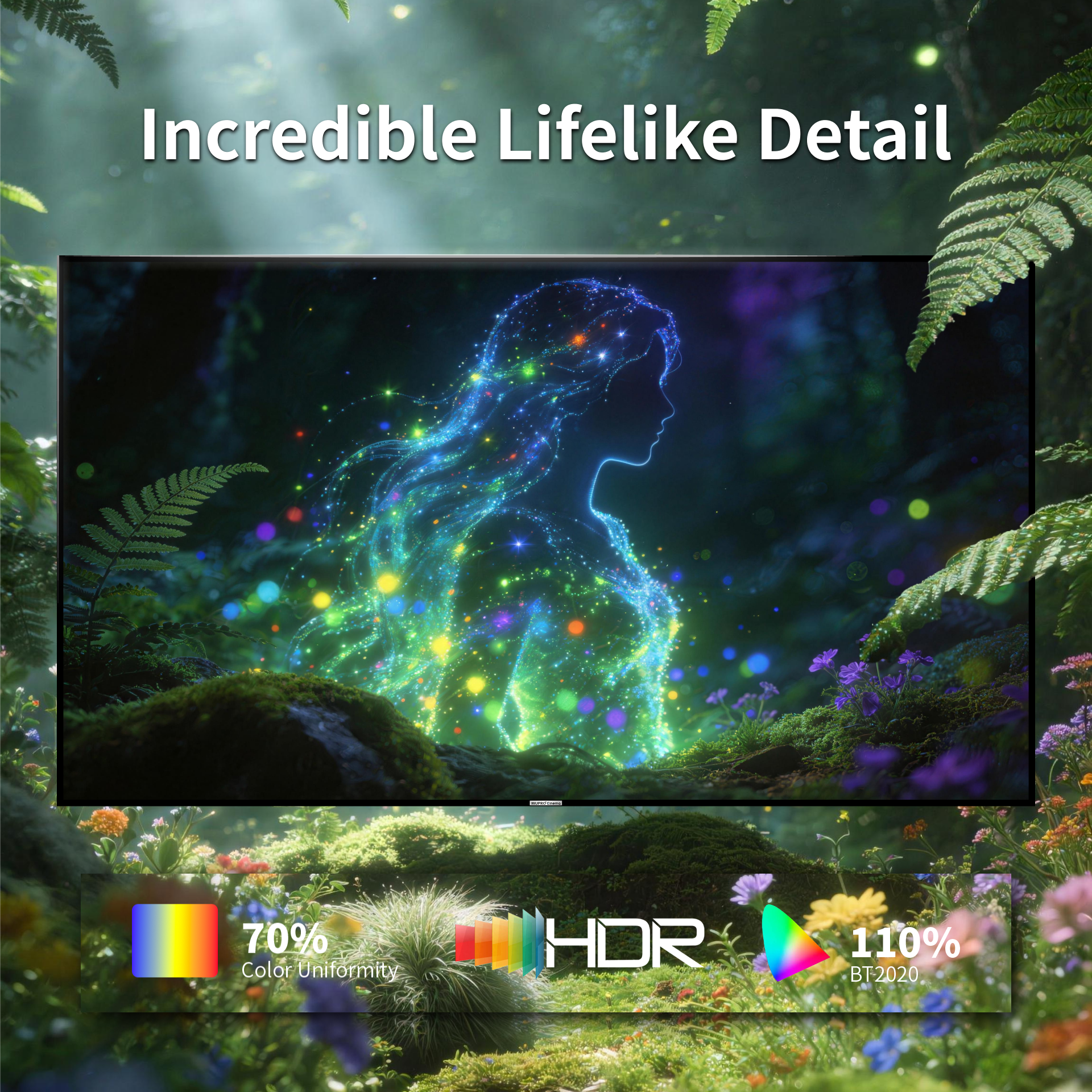 WUPRO Cinema 150 inch SEAMLESS Peacock Evo ALR Fixed Frame Screen Fresnel