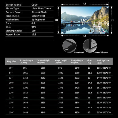 WUPRO Cinema Gallery CLR Fixed Frame Screen CBSP