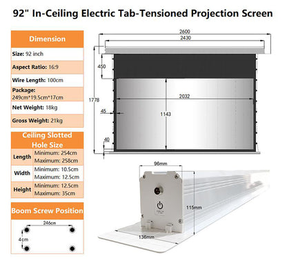 WUPRO Cinema Cirrus Smart Motorized In-Ceiling Screen