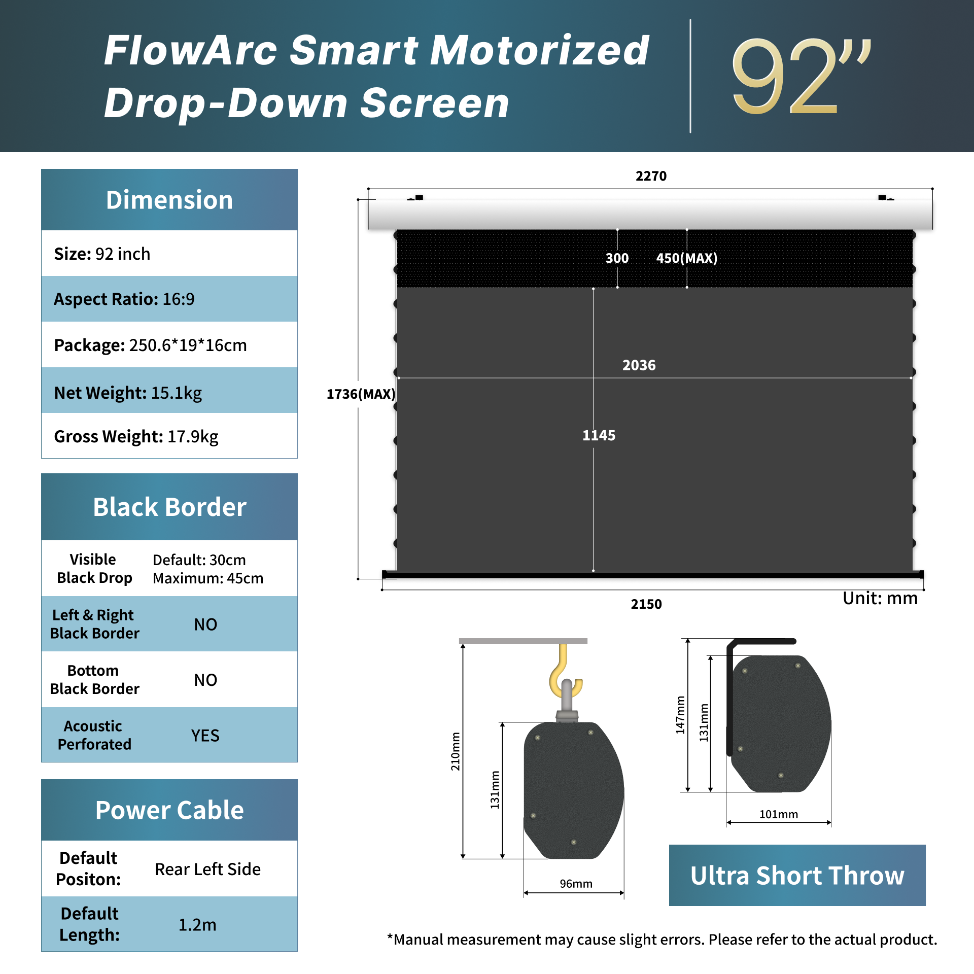 WUPRO Cinema FlowArc CLR Smart Motorized Drop-Down Screen CBSP