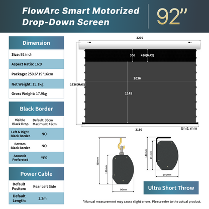 WUPRO Cinema FlowArc CLR Smart Motorized Drop-Down Screen CBSP