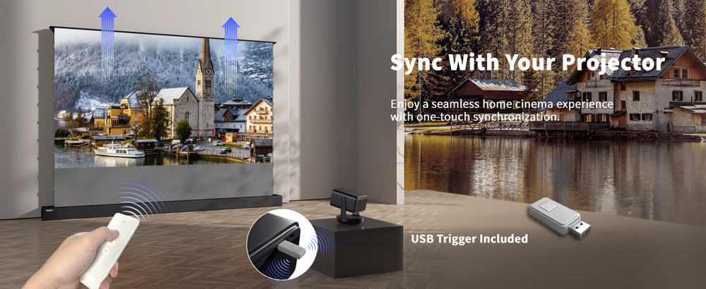 WUPRO Cinema LeApex Smart Motorisierte Boden-Hebeleinwand, Grauer Kristall